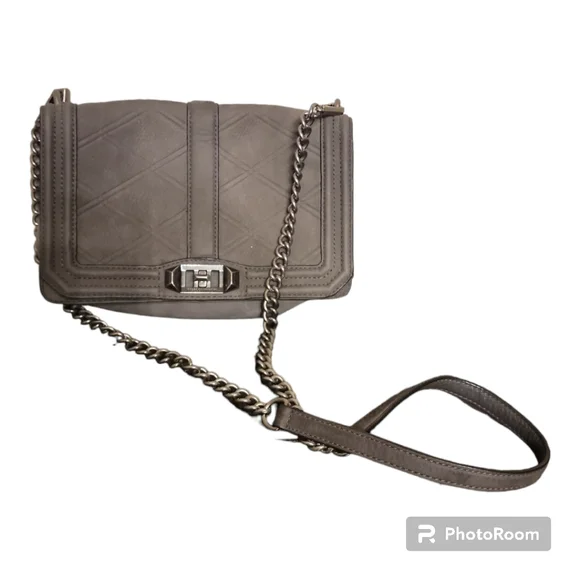 Rebecca Minkoff Grey Suede Shoulder Bag with Chain Strap - Picture 3 of 7